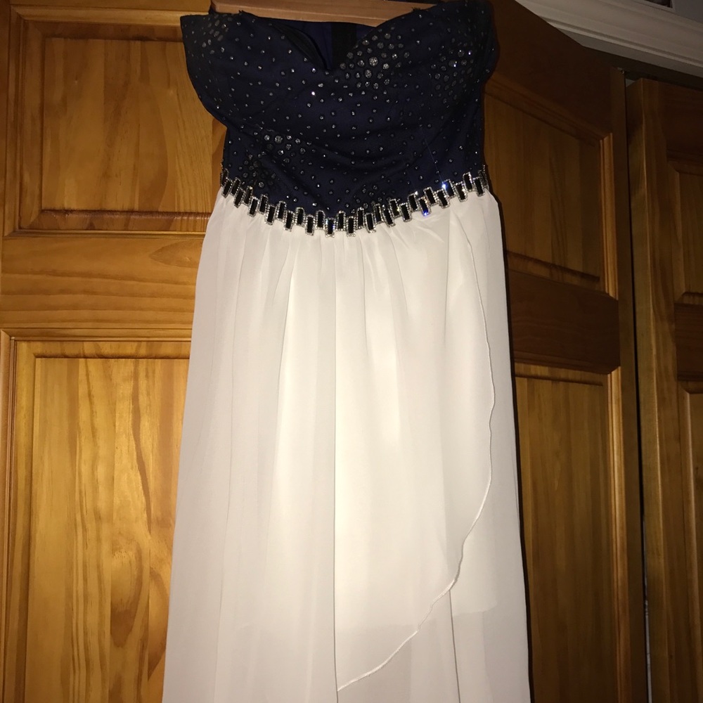 Blue/White Highlow Homecoming Dress